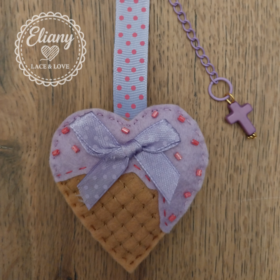 Charms per borse o portachiavi cuori gelato ricamati