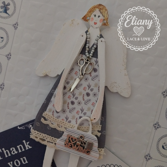 angeli in legno e carta scrapbooking