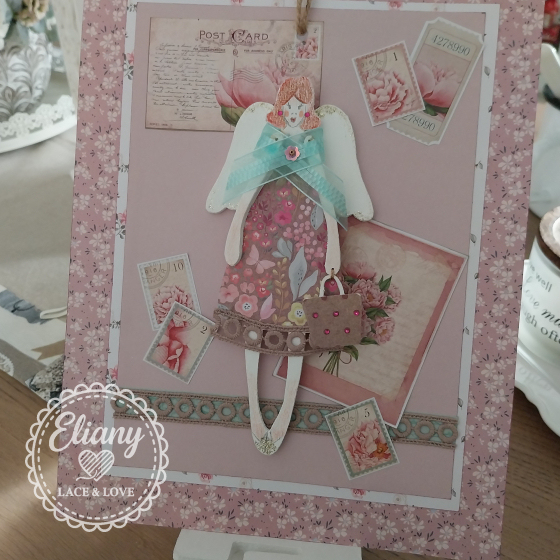 angeli in legno e carta scrapbooking