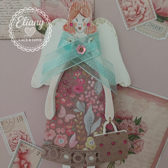 angeli in legno e carta scrapbooking