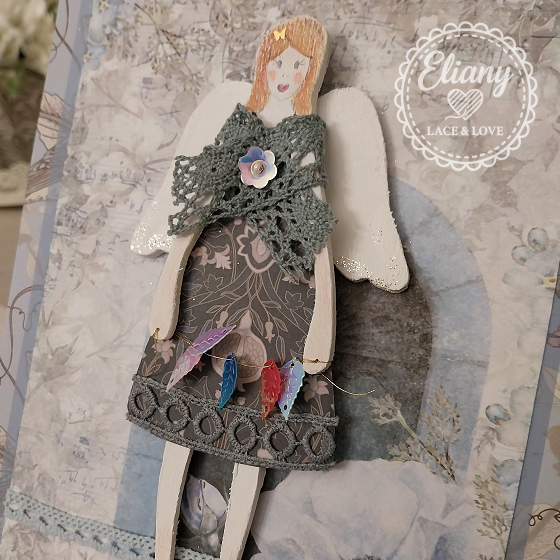 angeli in legno e carta scrapbooking