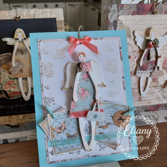 angeli in legno e carta scrapbooking