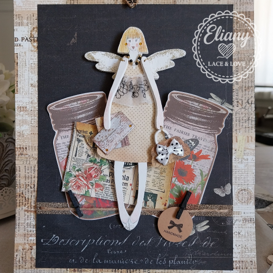 angeli in legno e carta scrapbooking