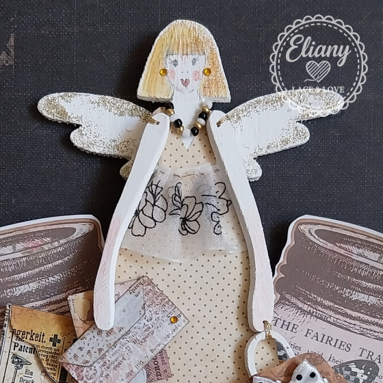 angeli in legno e carta scrapbooking