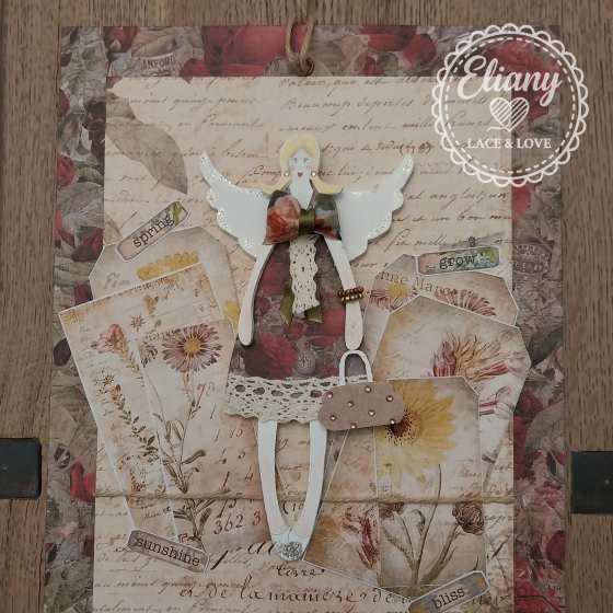 angeli in legno e carta scrapbooking