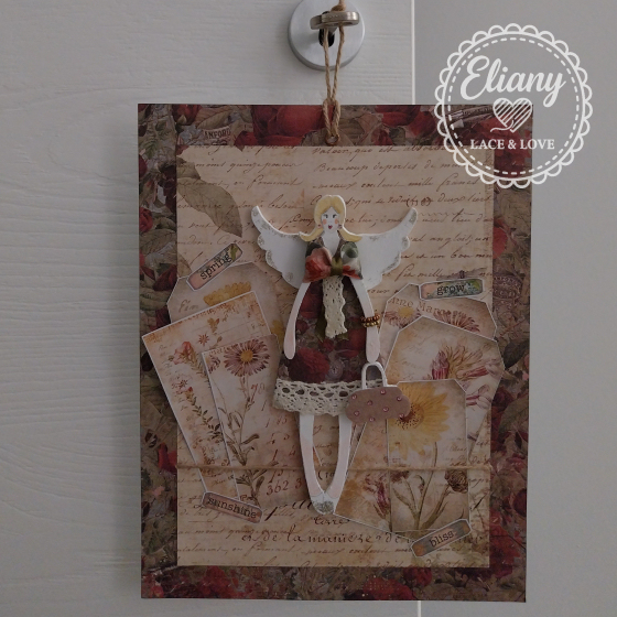 angeli in legno e carta scrapbooking