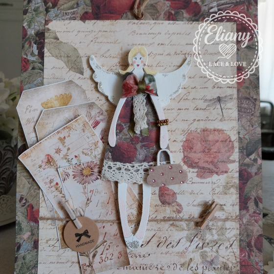angeli in legno e carta scrapbooking