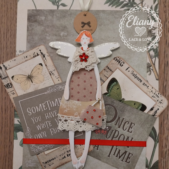 angeli in legno e carta scrapbooking