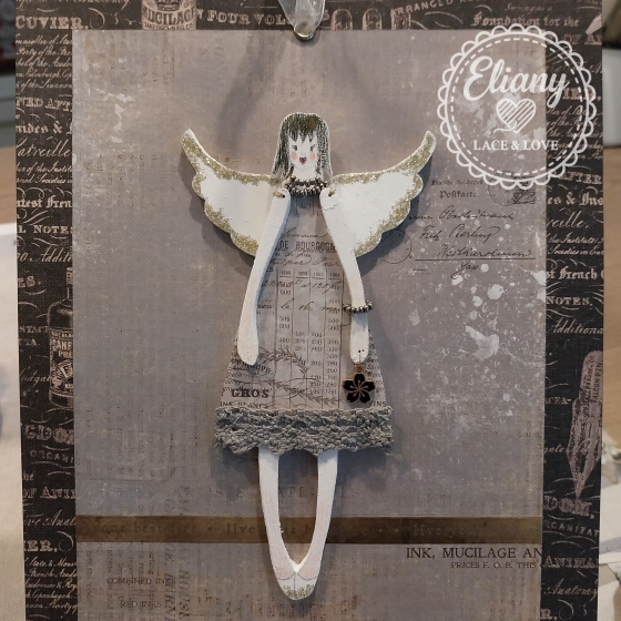 angeli in legno e carta scrapbooking