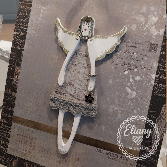 angeli in legno e carta scrapbooking