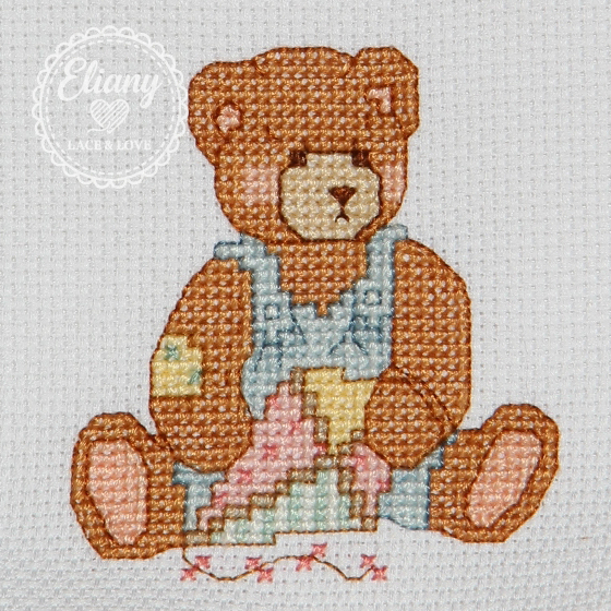 Bavaglie beb� ricamate a punto croce, Cherished Teddy