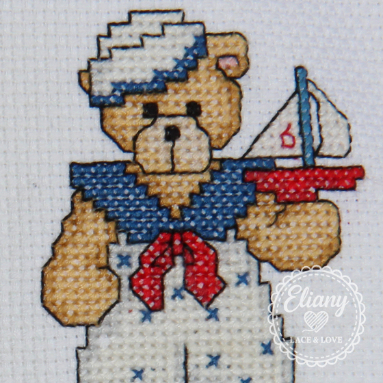 Bavaglie beb� ricamate a punto croce, Cherished Teddy