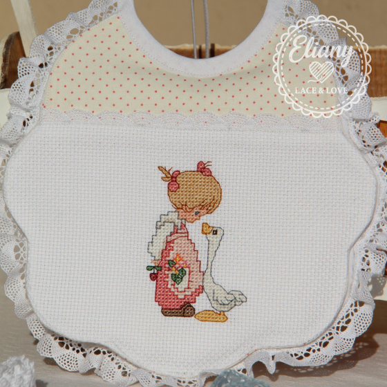 Bavaglie beb� ricamate a punto croce, Precious Moments