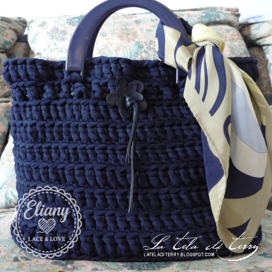 Borsa uncinetto cotone blu navy