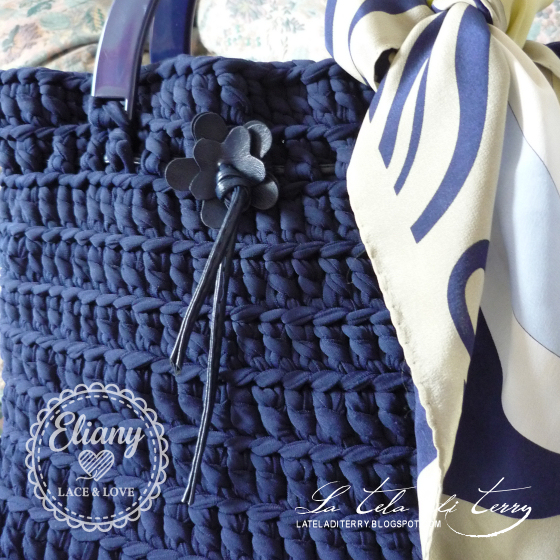 Borsa uncinetto cotone blu navy