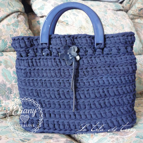 Borsa uncinetto cotone blu navy