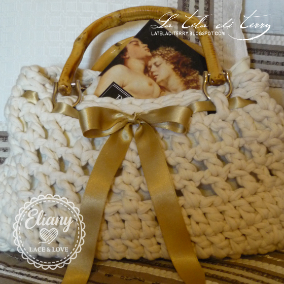Borsa uncinetto Panna, Oro & Bamb�
