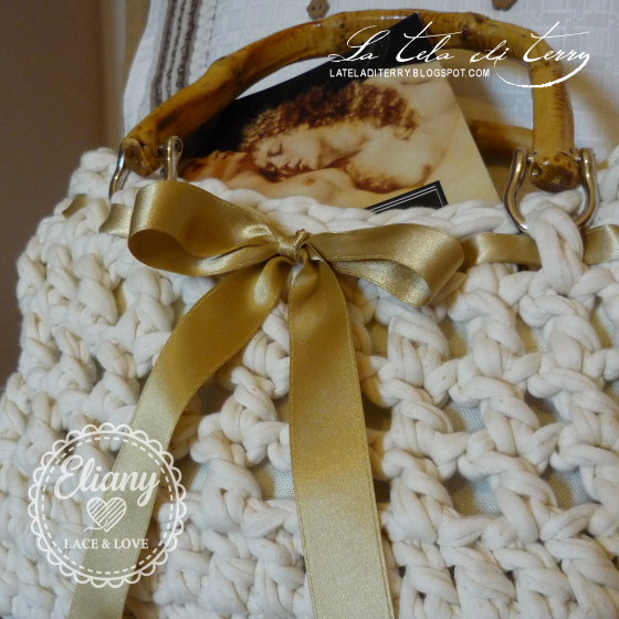 Borsa uncinetto Panna, Oro & Bamb�