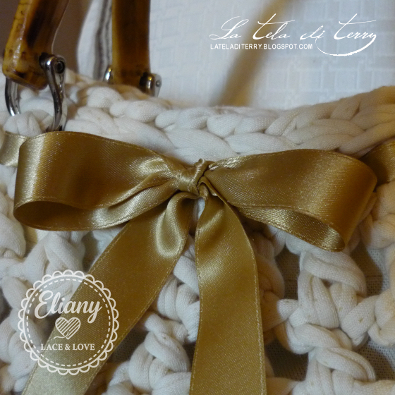 Borsa uncinetto Panna, Oro & Bamb�