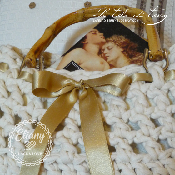 Borsa uncinetto Panna, Oro & Bamb�