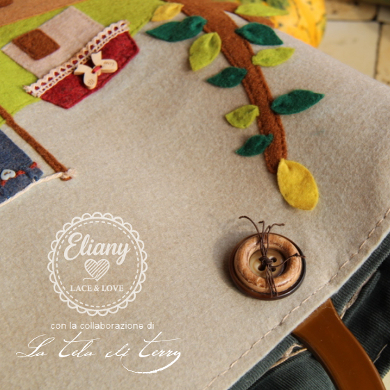 Borsa in feltro con paesaggio country