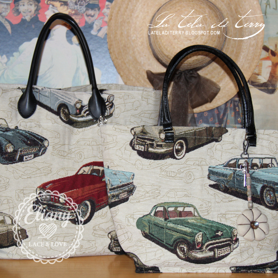 Borsa con tessuto automobili americane