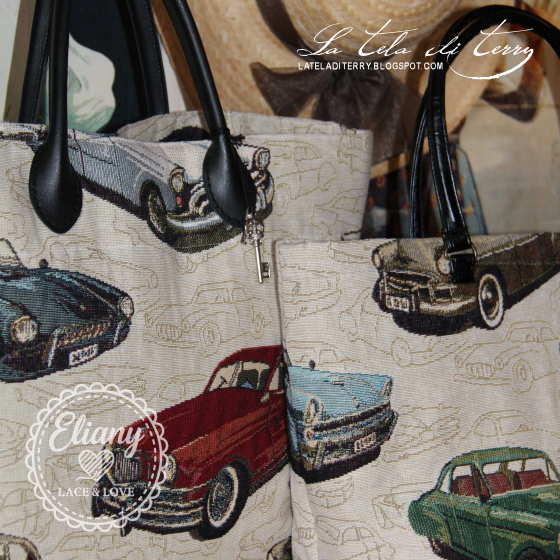 Borsa con tessuto automobili americane