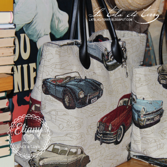 Borsa con tessuto automobili americane