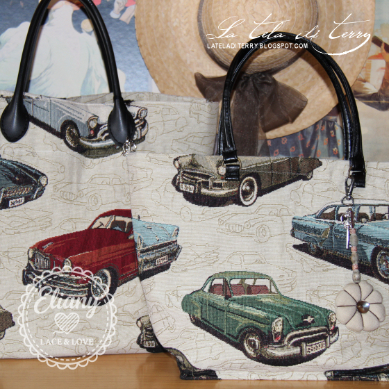 Borsa con tessuto automobili americane