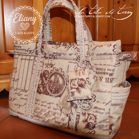 Borsa con tessuto vintage angeli vittoriani