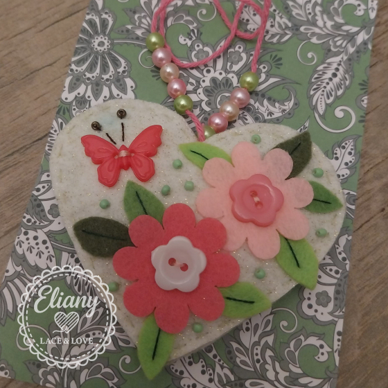 Charms per borse o portachiavi cuore con fiori