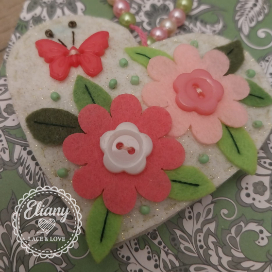 Charms per borse o portachiavi cuore con fiori