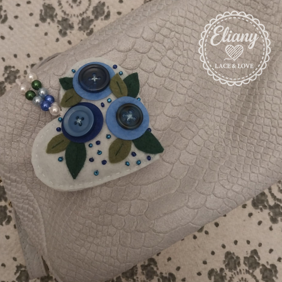 Charms per borse o portachiavi cuore con fiori