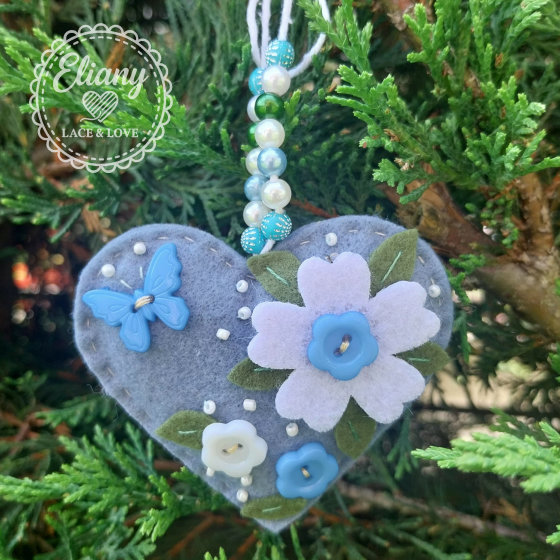 Charms per borse o portachiavi cuore con fiori