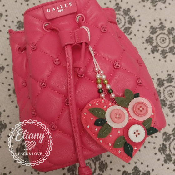 Charms per borse o portachiavi cuore con fiori