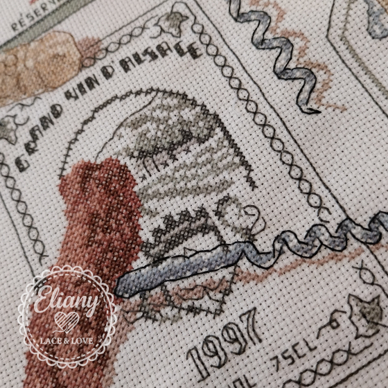 Cusino ricamato a punto croce vintage etichette vino