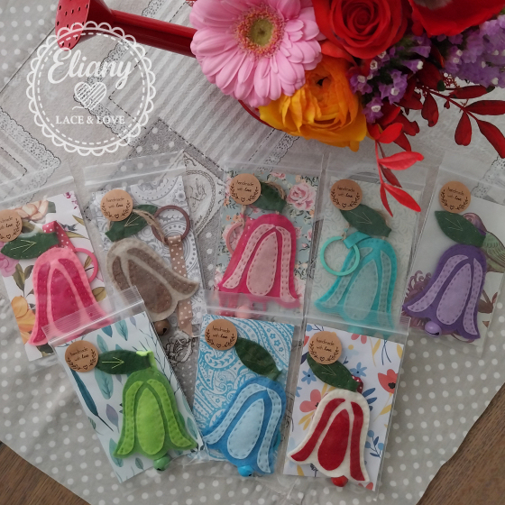 Charms per borse e portachiavi tulipani con campanelli
