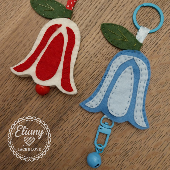 Charms per borse e portachiavi tulipani con campanelli