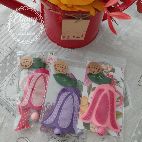 Charms per borse e portachiavi tulipani con campanelli