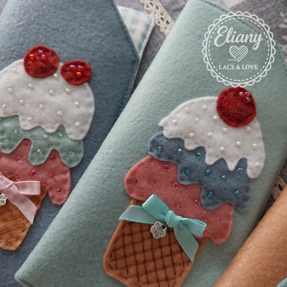 Portaocchiali pannolenci con gelati