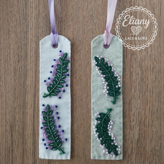 Segnalibri con fiori foglie e perline