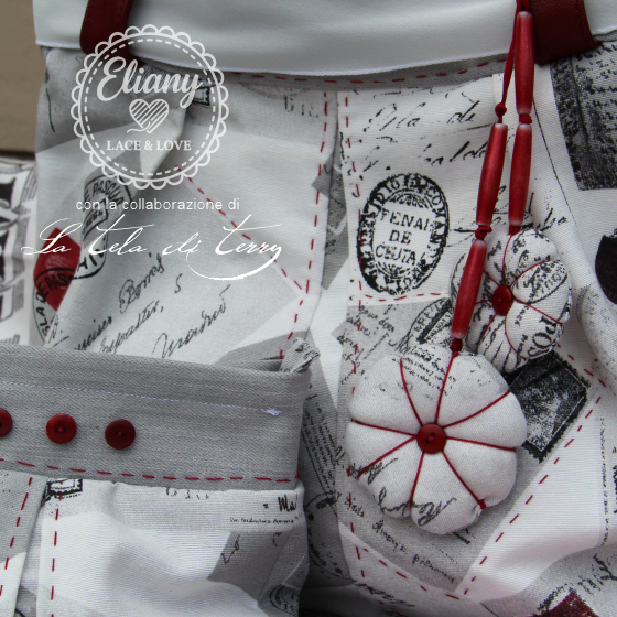 Borsa con tessuto francobolli vintage
