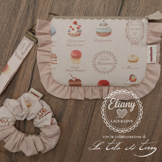 Pochette portatrucco, scrunchies